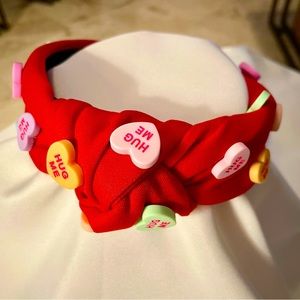 New! Hug Me Valentine 2” Wide Red Knot Headband Candy Hearts NWT Top Quality!